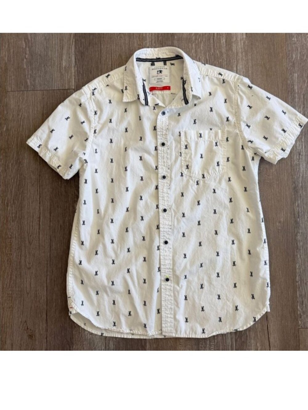 Cactus Menswear Short Sleeve Button Down Shirt Medium Slim Fit 100% Cotton